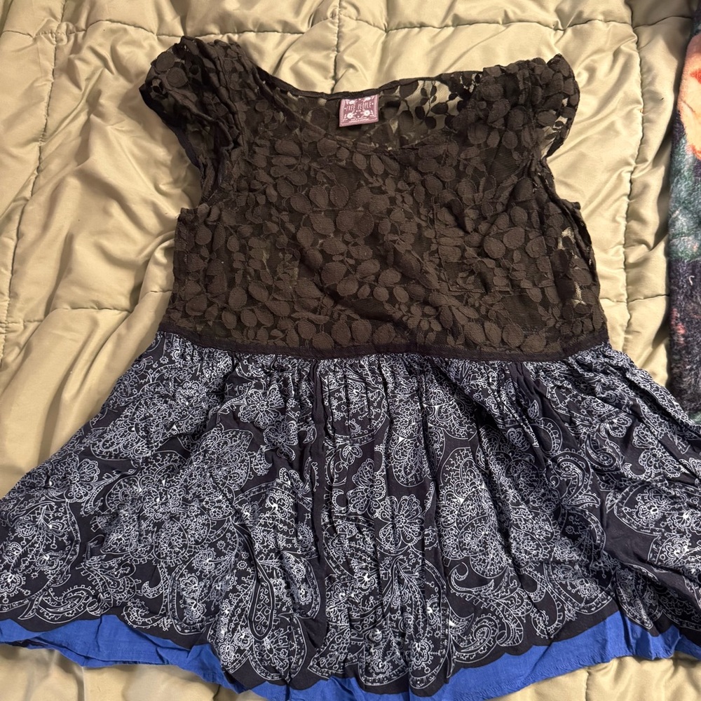 Free People Mixed Lace + Paisley Boho Top | Size M